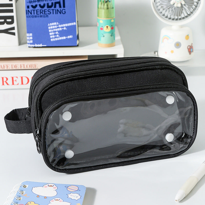 Transparent Pencil Case INS Style Milk Salty Series Carrying Case Large Capacity Waterproof