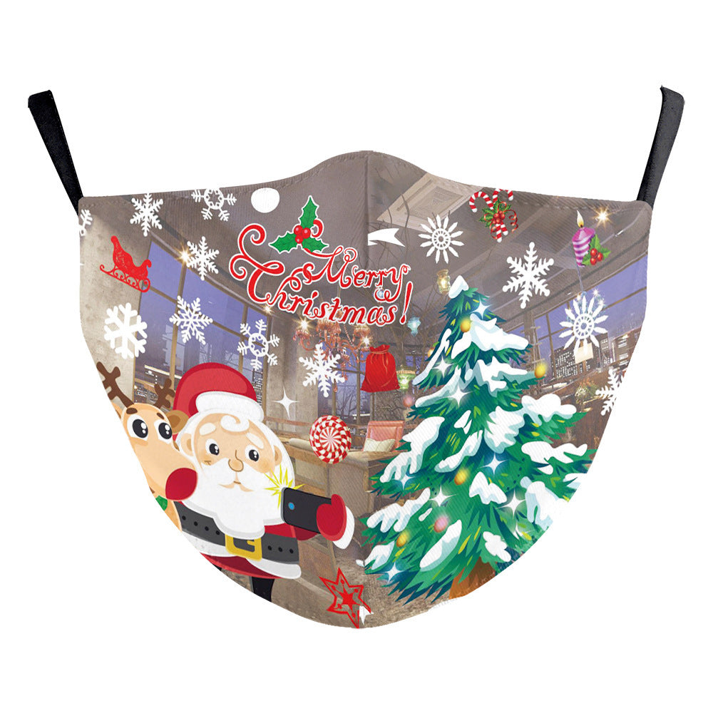 Christmas Green Digital Printing Windproof Double Layer Dustproof Mask