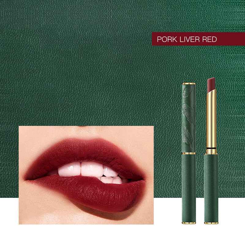 Thin Round Tube Matte Velvet No Smudge Lipstick