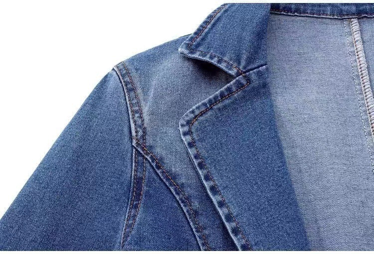 Women Slim One Button Denim Jacket