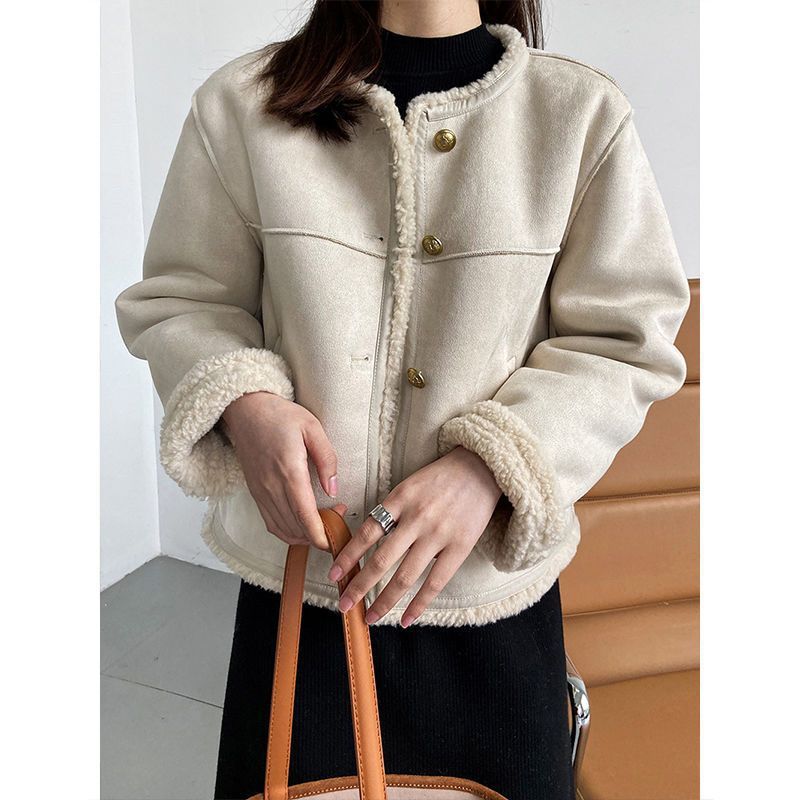 Idle Style Lamb Plush Coat Women Winter Fur Jacket Thick