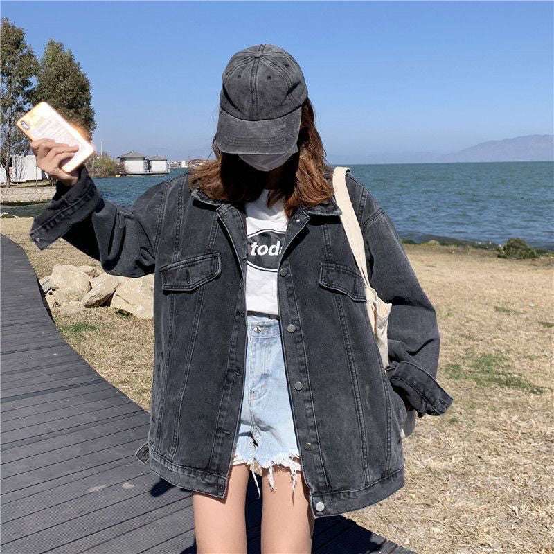 Women Denim Loose Korean Style Casual Jacket