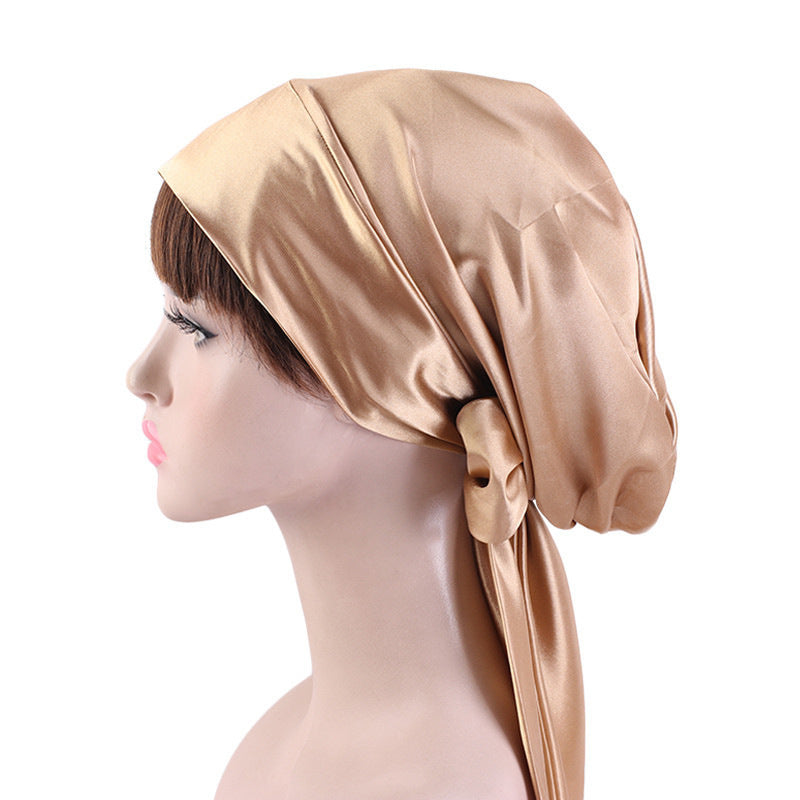 Satin Print Ribbon Bow Turban Hat