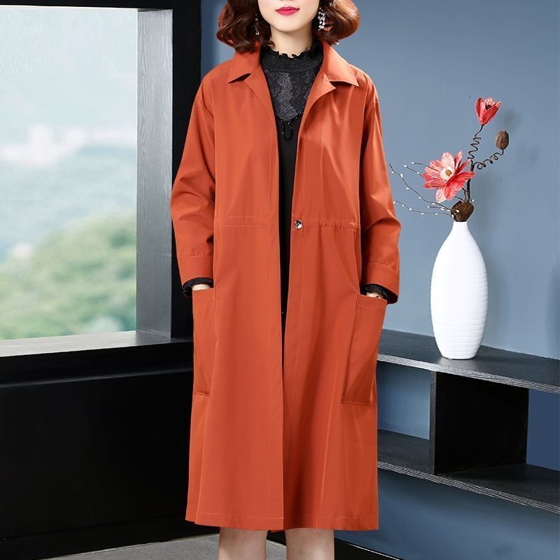 Temperament Western Style Mid-length Below The Knee Plus Size Loose Trench Coat Women