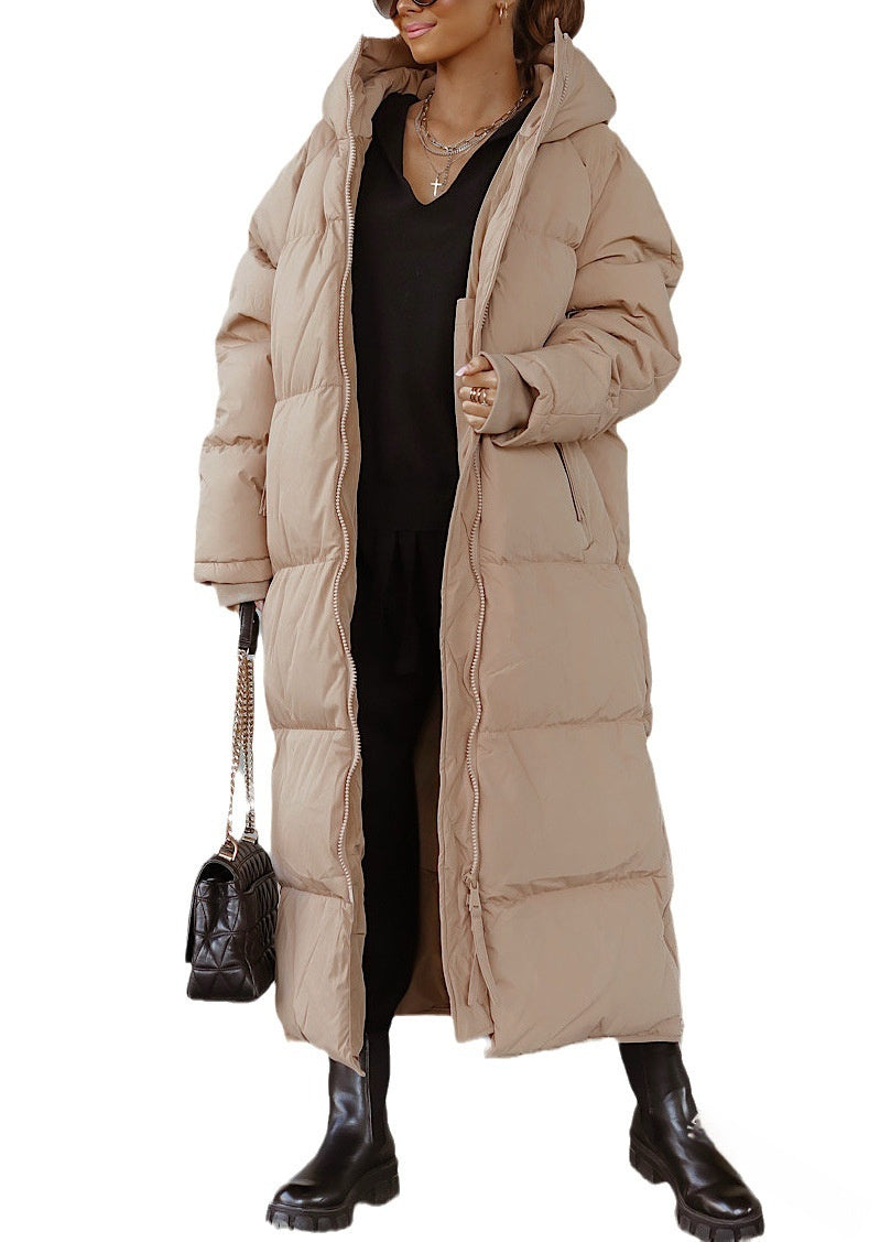 Women Hooded Long Casual Zip Coat