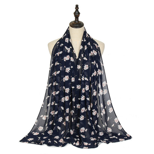 Breathable New Chiffon Floral Print Headscarf