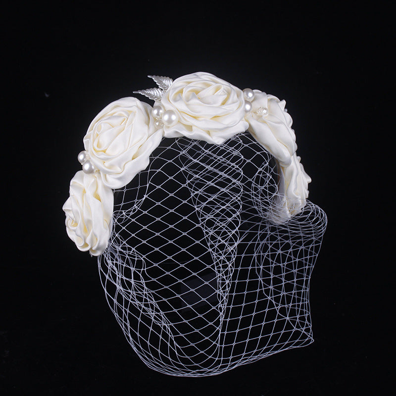 Bridal Large Flower Satin Veil Hair Hoop Headdress