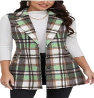 Women Plaid Waistcoat