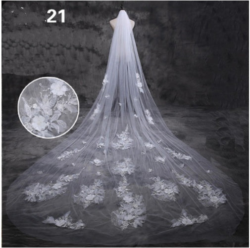 Bridal Wedding Long Tail Luxury Fairy Wedding Veil