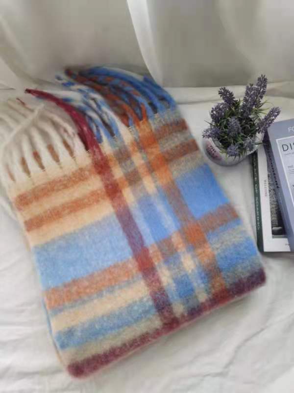 Women's Autumn Colorful Striped Warm Cashmere Plaid Scarf