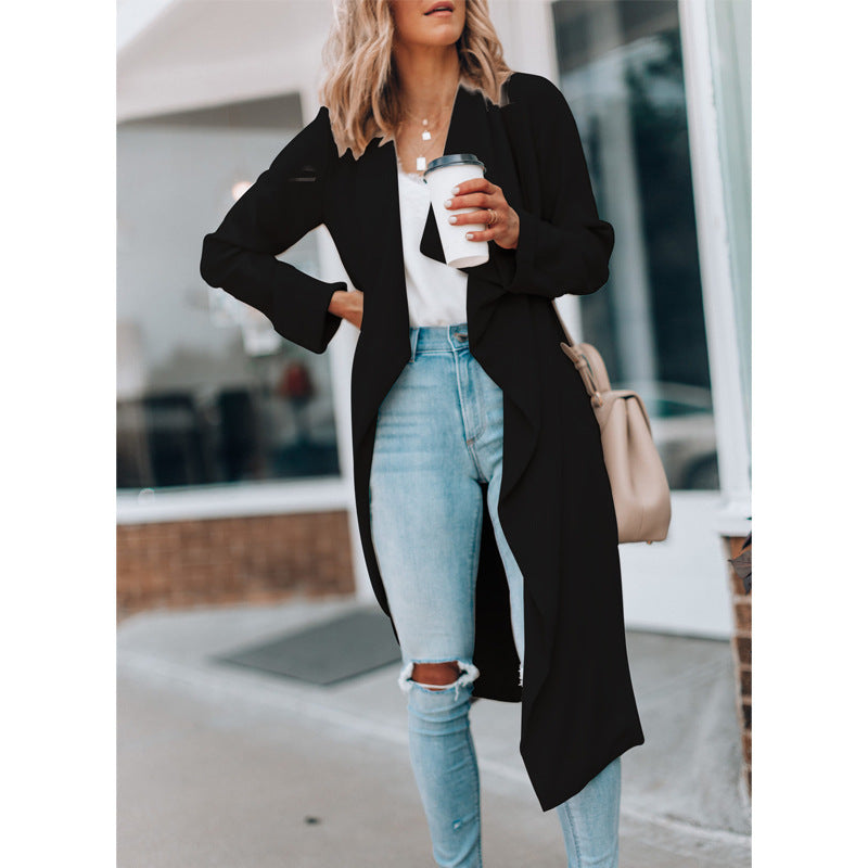 Women Fall Mid-length Trench Coat