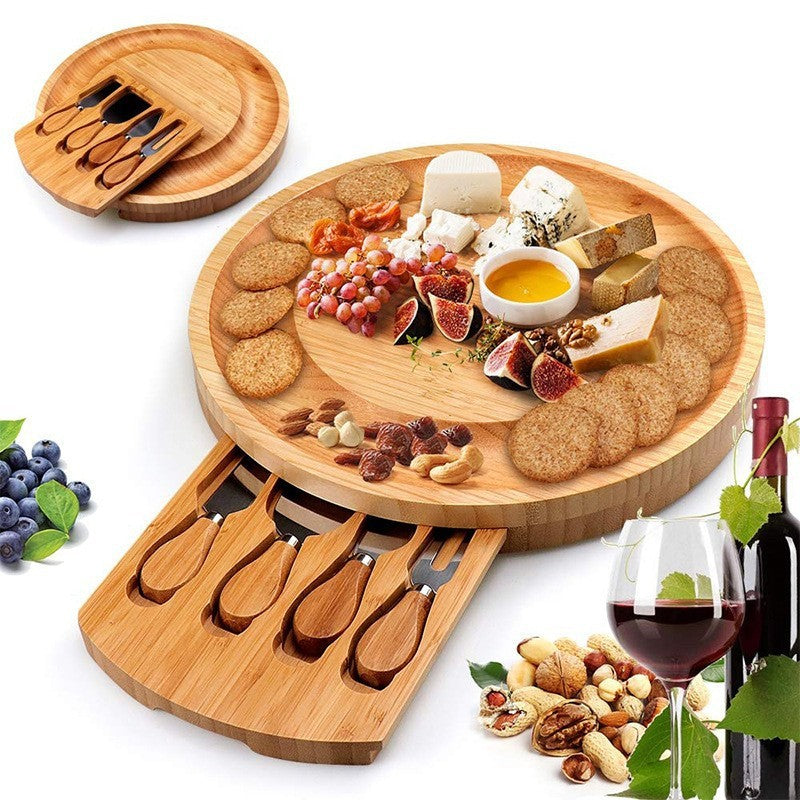 Bamboo Cheese Plate Set with Cheese Knife - Mallora Shop