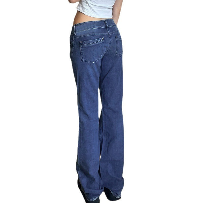 Weiße verwaschene Jeans mit hoher Taille, Freizeithose