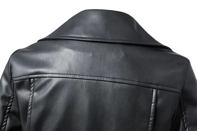 Women's Short Slim High Waist Motorcycle Leather Jacket