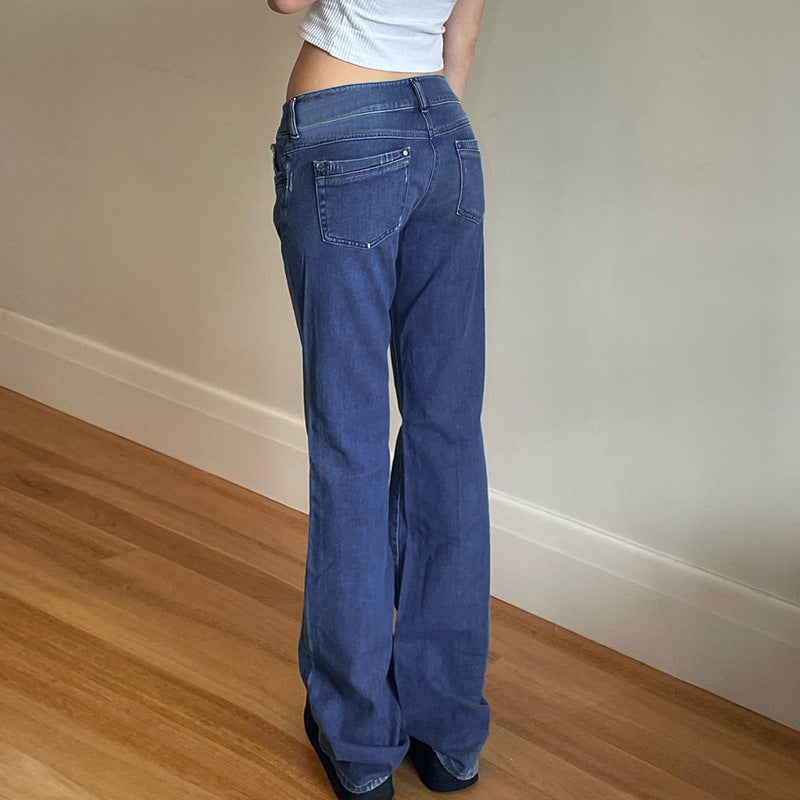 Weiße verwaschene Jeans mit hoher Taille, Freizeithose