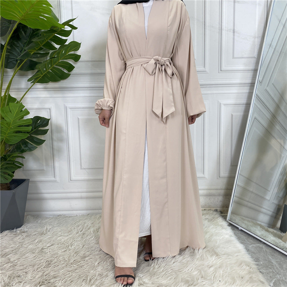 Lace Up Cardigan Robe With Cuffs And Pockets