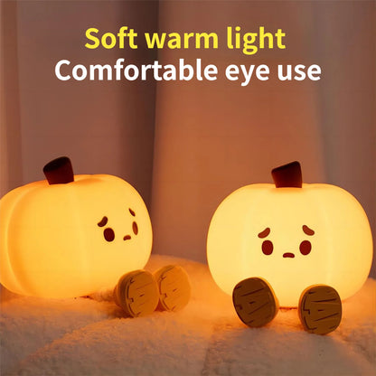 Cute Pumpkin Night Light - Soft Silicone Lamp