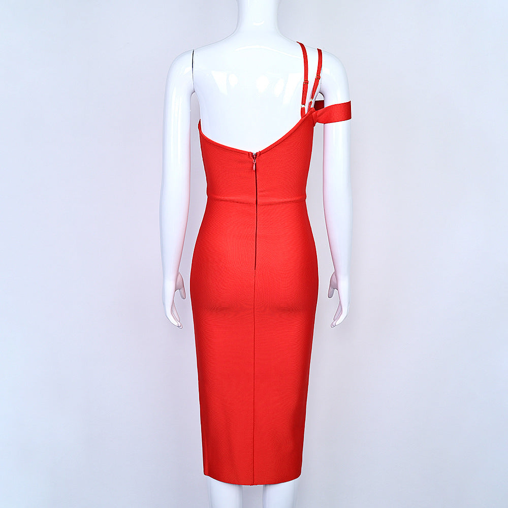 Red Bandage Tight Elastic Dress