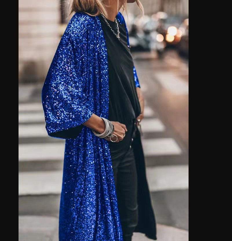 Women's Fashion Party Sequined Cardigan Coat