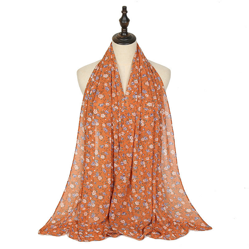 Breathable New Chiffon Floral Print Headscarf