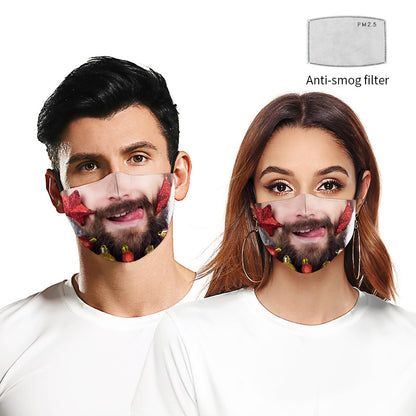 Christmas Beard Digital Printing Face Mask