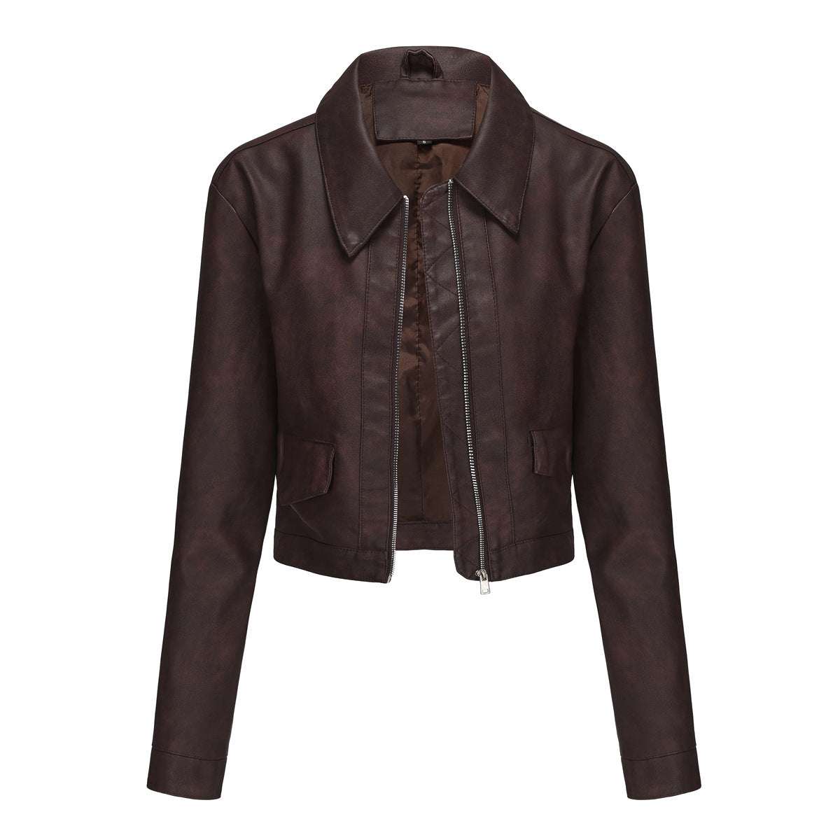 Women's Long-sleeved Fashionable Faux Leather Jacket