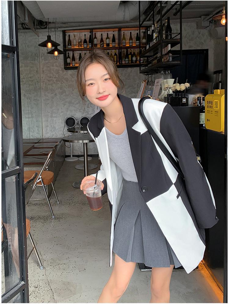 Women Color Matching Loose Blazer Jacket