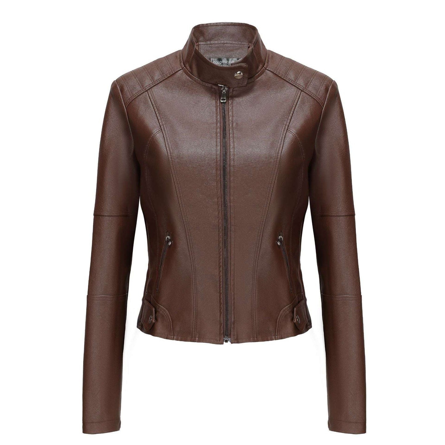 Women's Short Slim-fit Leather Coat