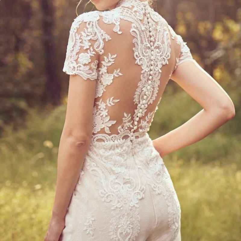 Bridal Gowns Short Sleeve Jumpsuit