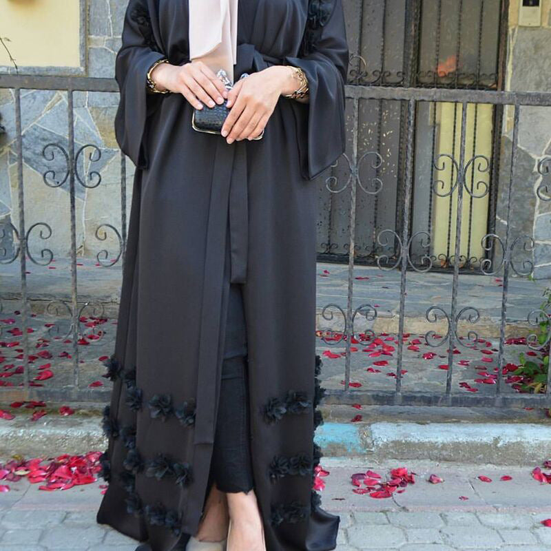 Loose Cardigan Three-dimensional Floral Lace Up Robe