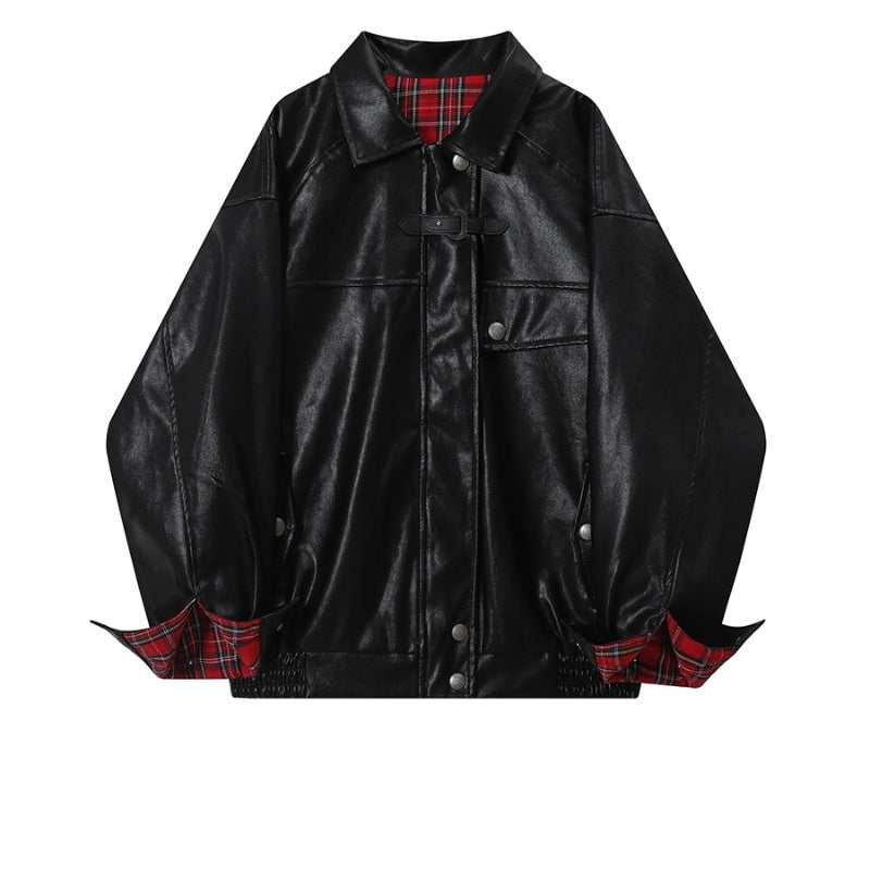 Plaid Stitching Two-side Jacket Coat