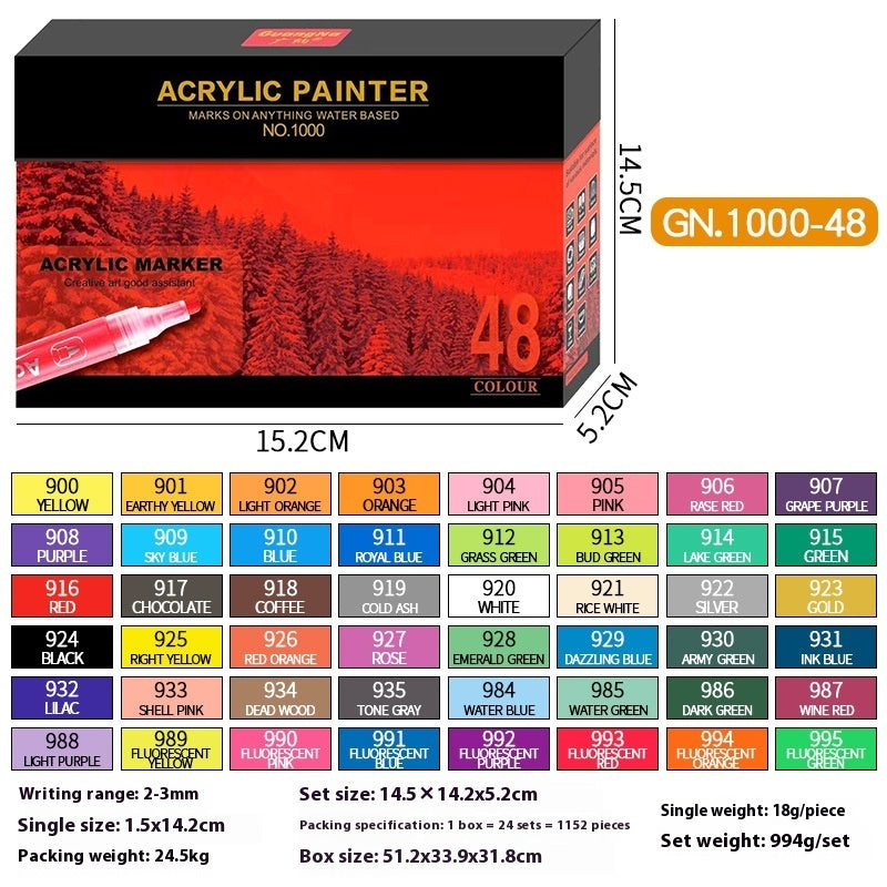 48 Colors Painting DIY Ceramic Graffiti Water-based Marker Package