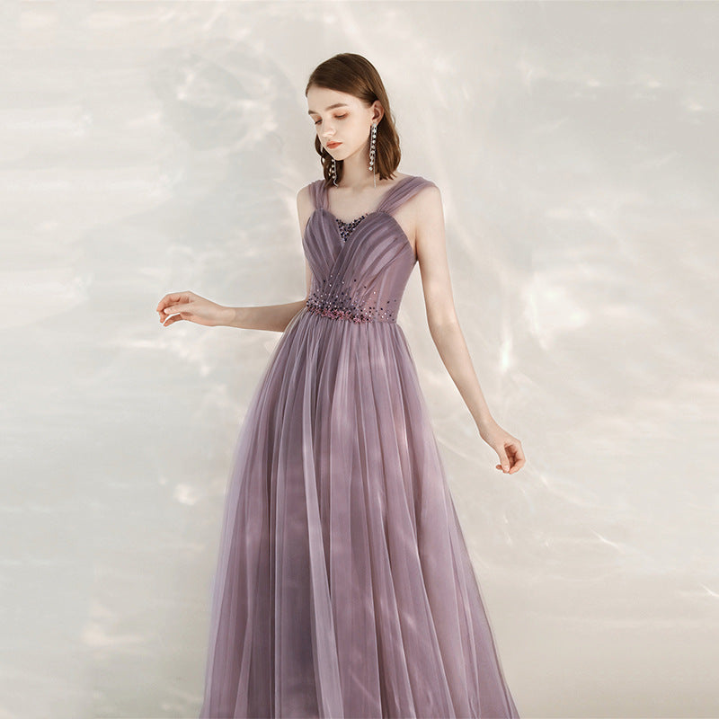 Purple Host Star Sky Toast Dress Shoulder To Shoulder