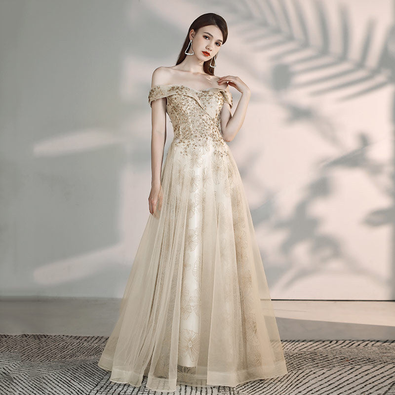 Banquet Fashion Temperament A Shoulder Flamboyant Dress