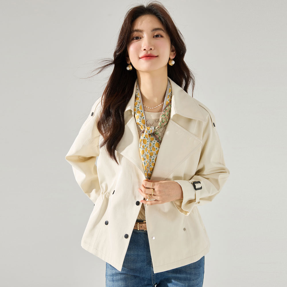 Comfortable Cotton, Not Easy To Wrinkle, Good Texture, Short Trench Coat