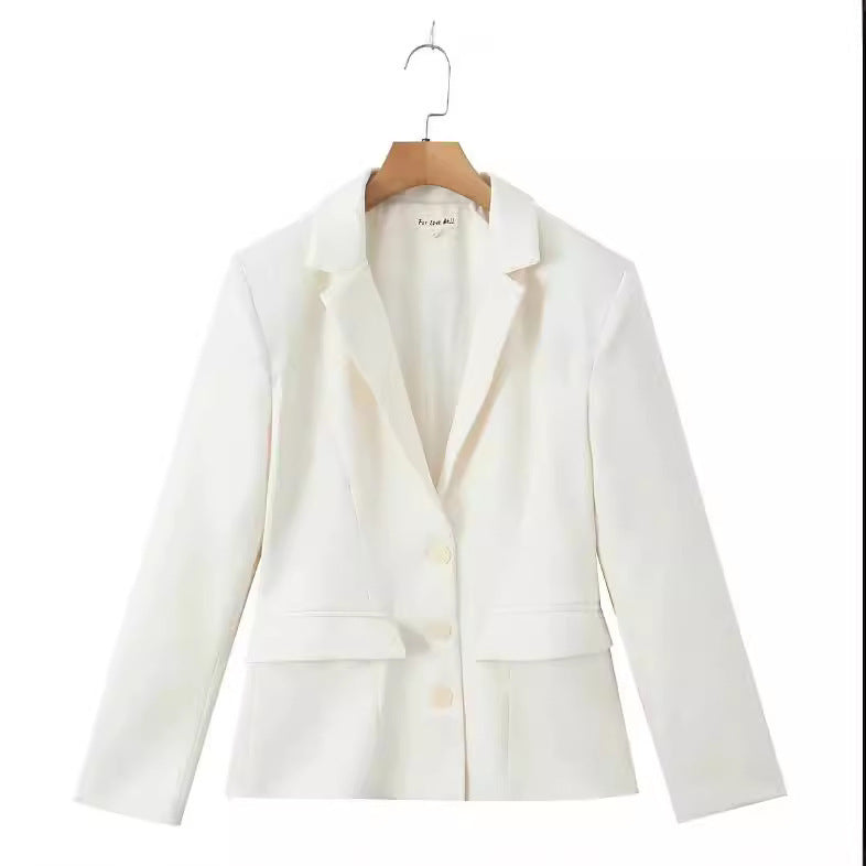 Women's European And American Style Temperament Pure Color Suit Jacket