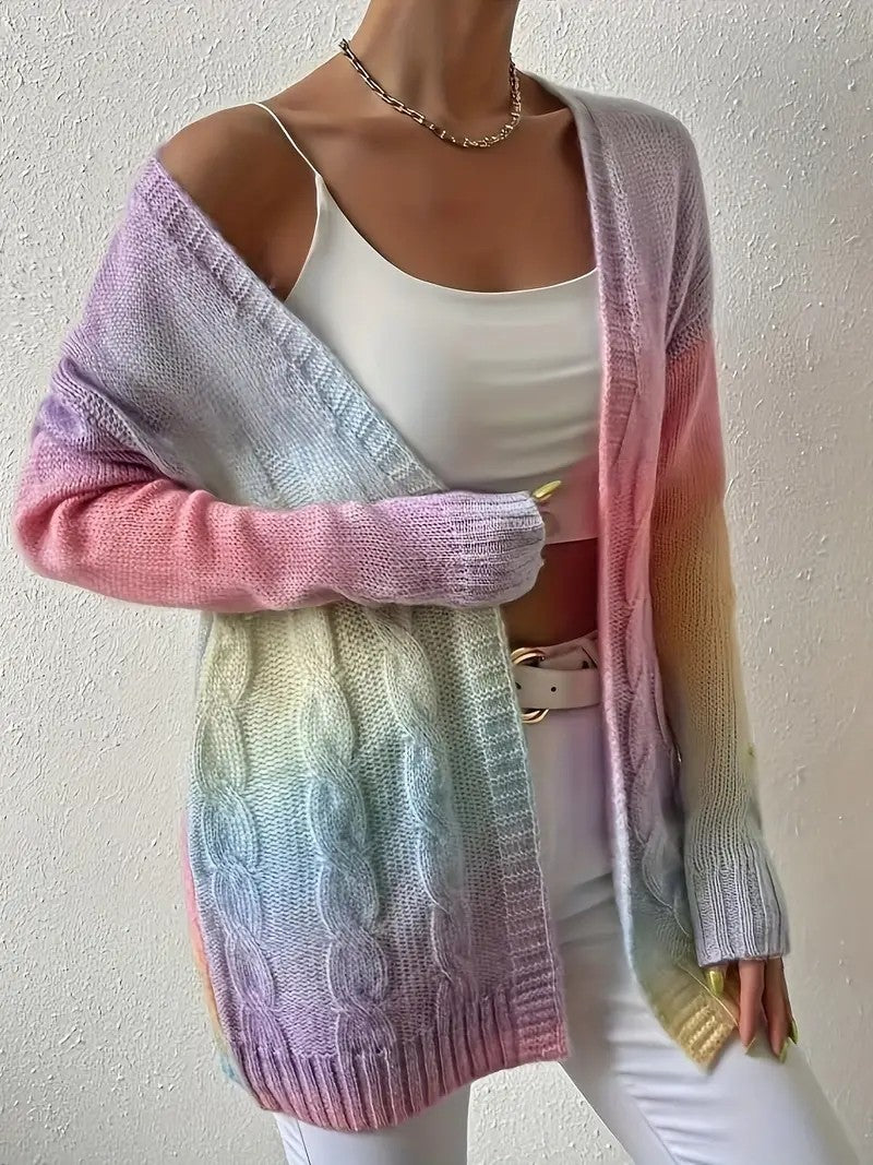 Plus Size Women's Knitted Gradient Trend Fashion Cardigan