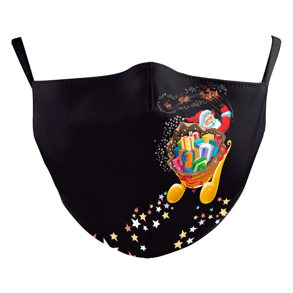 Christmas Beard Digital Printing Double Layer Dustproof Mask