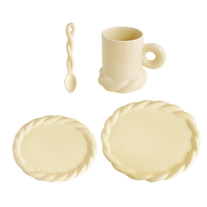 Original Design Simple Solid Color Household Ceramic Western Dinner Plate