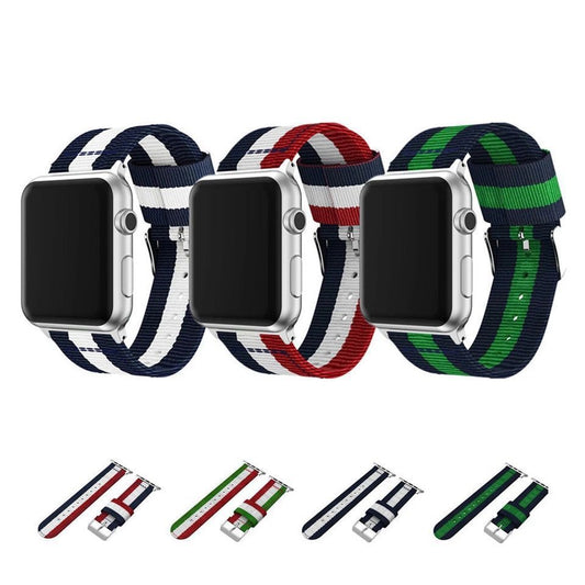 Canvas Watch Band with Silver Buckle - Compatible with Apple Watch
