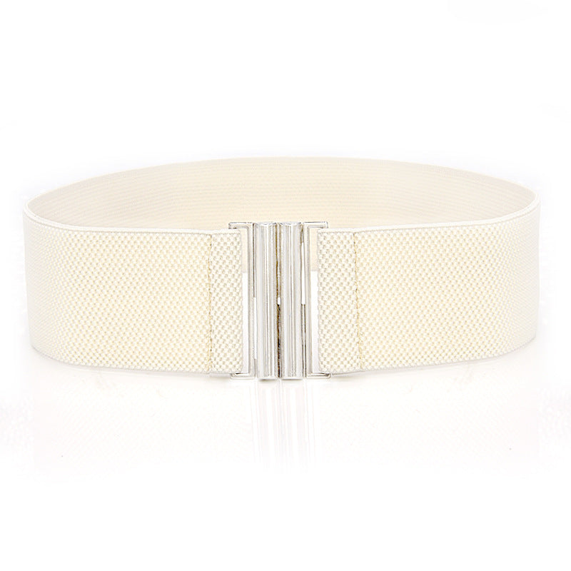 Elastic Elastic Silver Buckle Wide Belt Decorated Skirt Accessories