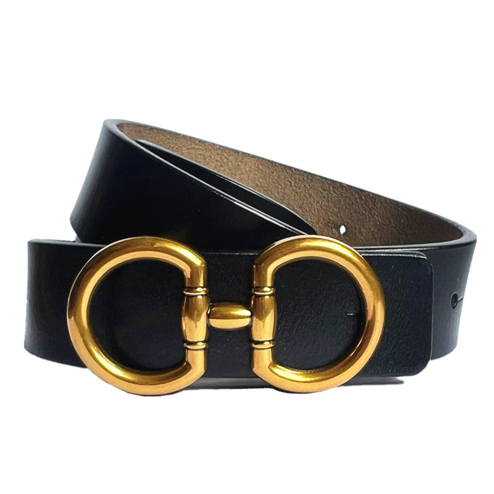 Solid Color Fashionable Women's Leather Belt