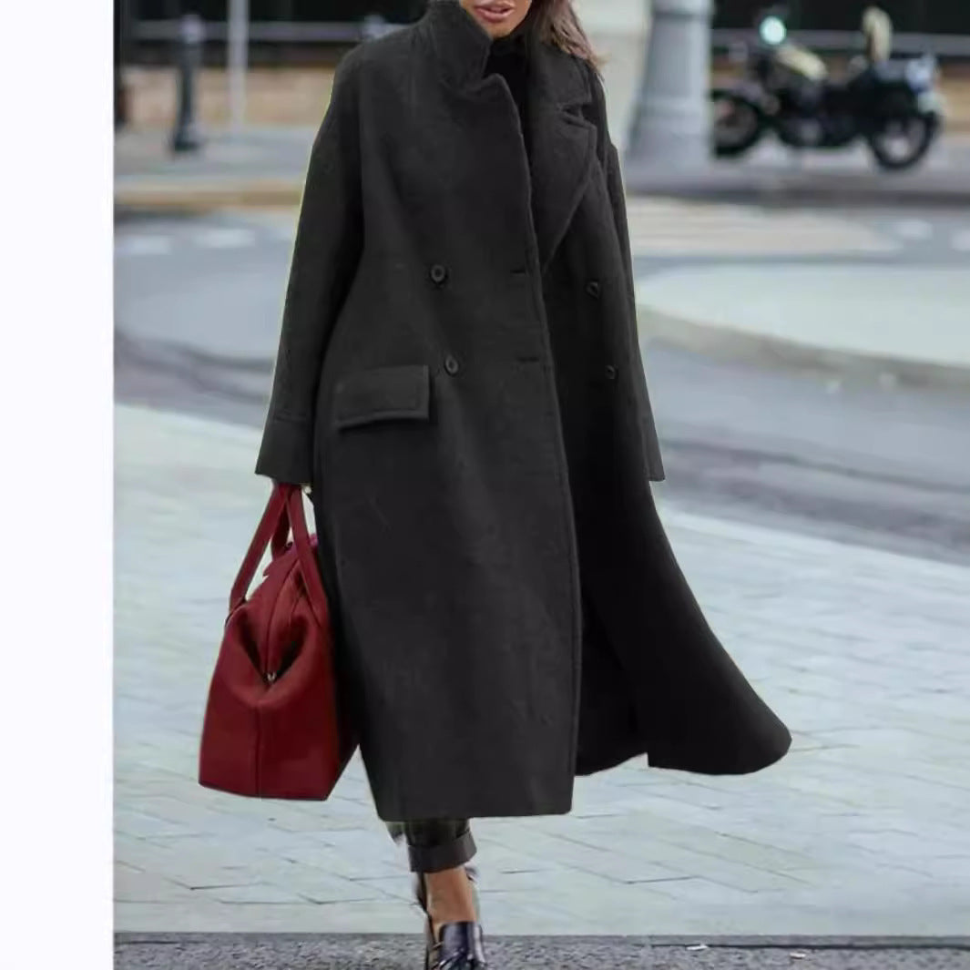 Pure Color Warm Keeping Woolen Coat