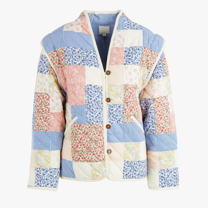 Women Printed Retro Cotton Padded Cardigan