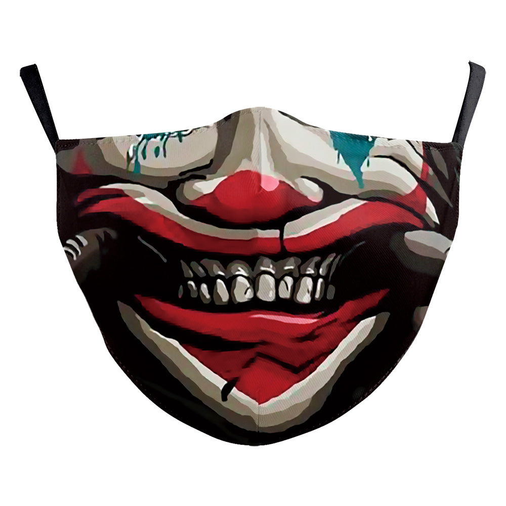 Digital Printing Halloween Funny Face Skull Double-layer Mask