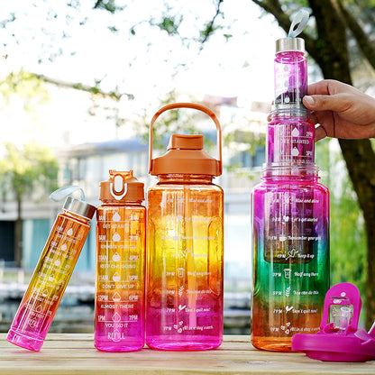 3-in-1 Motivational Water Bottles Set with Gradient Color Design - Mallora Shop
