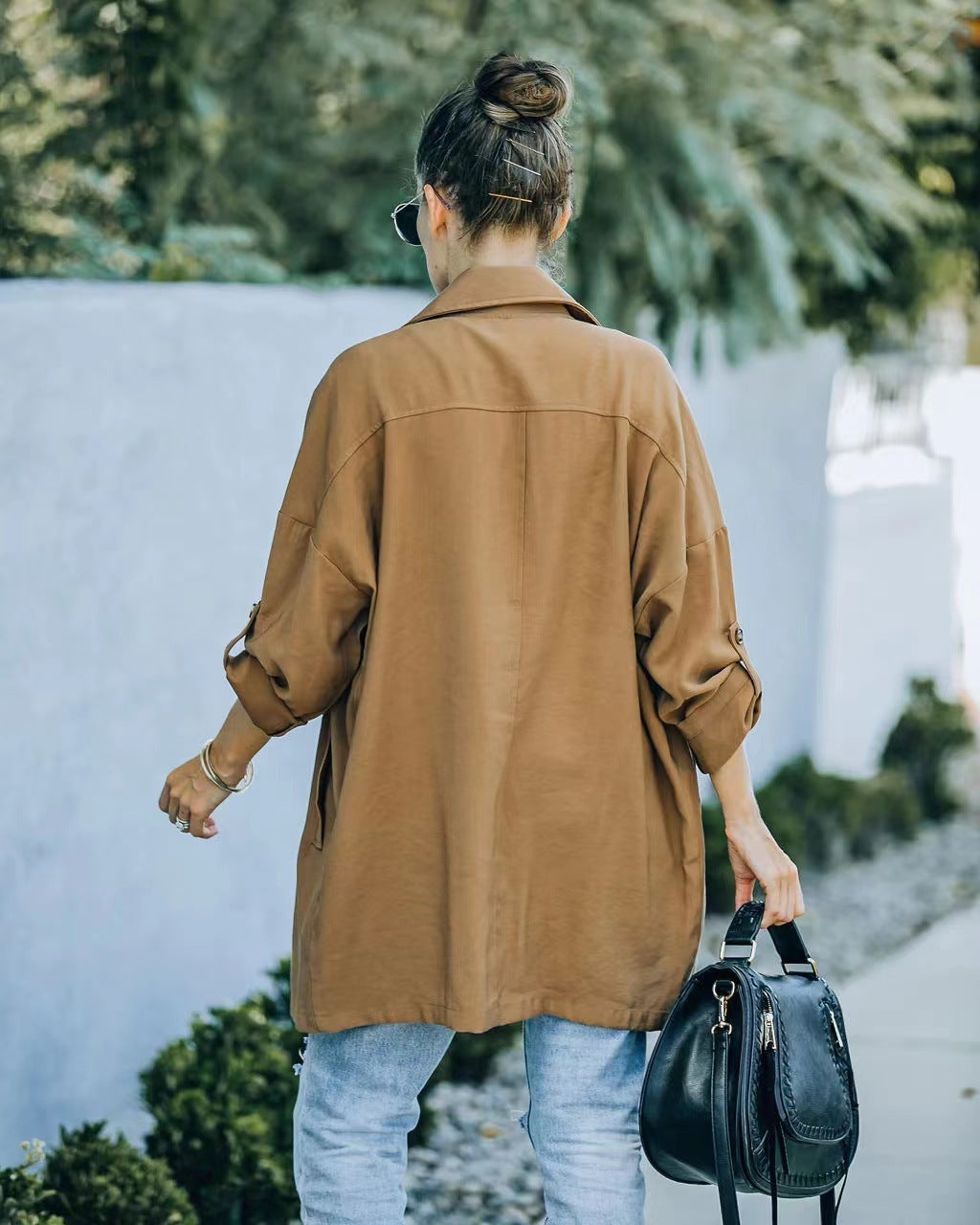 Medium Long Loose Casual Long Sleeve Trench Coat