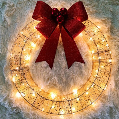 50CM Luminous LED Christmas Garland with Big Bow