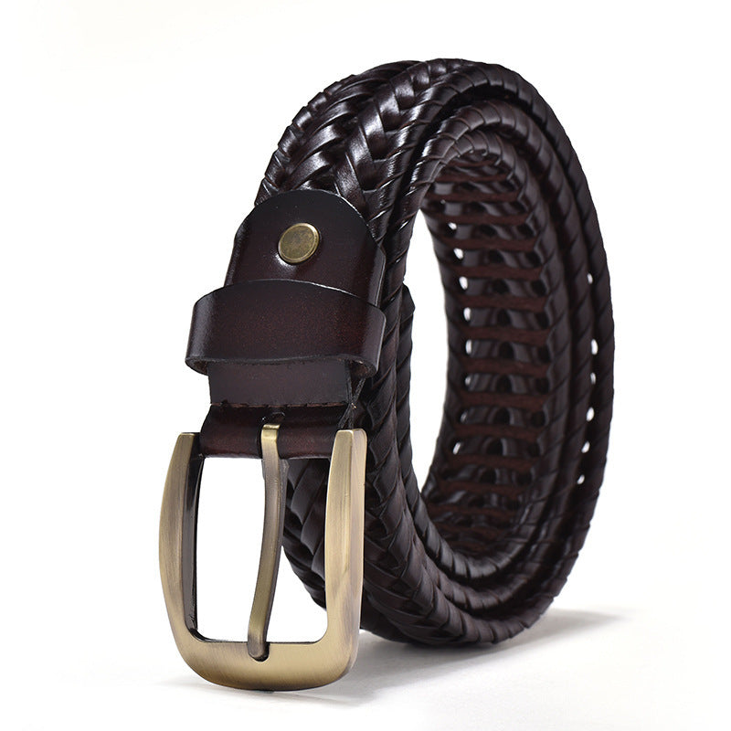 Hand Woven Belt Men's Vintage Breathable Pin Buckle