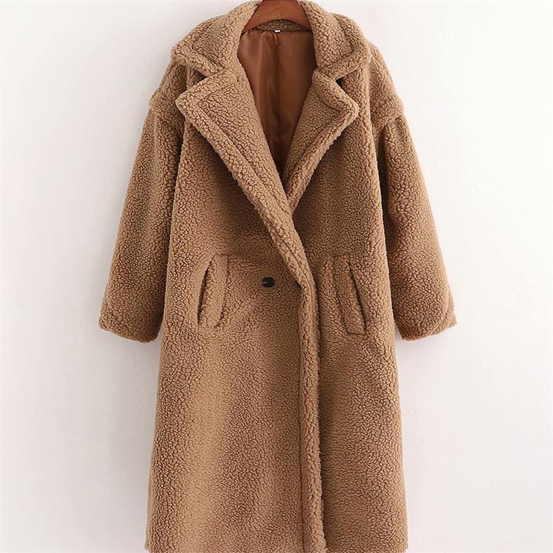 Women's Artificial Teddy Long-sleeved Thickened Thermal Long Coat